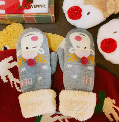 Cute cartoon Christmas warm plush gloves yv40826