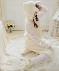 Coral fluff cat ear claws pajamas YV40847