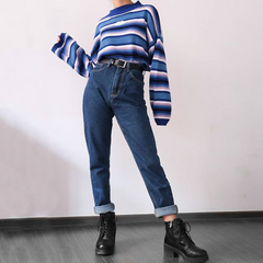 Review For Korean Striped Sweater Yv40522