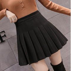 High waist woolen pleated skirt YV40873