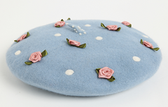 Cute pink velvet floral beret hat YV40046