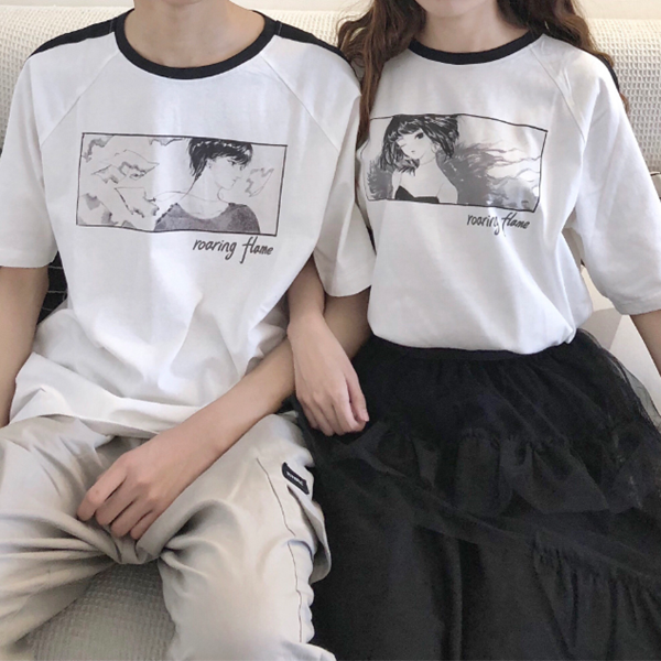 Couples boys and girls print T-shirt yv42025