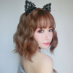 Cute air bangs short curly hair yv42041