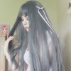 Blue gray long straight fluffy wig YV40472