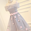 One-shoulder pink flower irregular dress YV42126