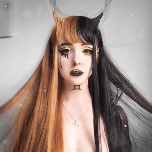 Review For Black And Yellow Long Wig YV41097