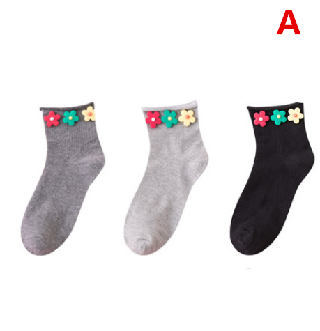 Cute flower socks (three pairs) yv42171