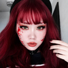 Review For Blood Color Rose Air Bangs Roll Wig YV40479