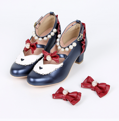 Lolita Pearl Bow Lace Shoes yv42275