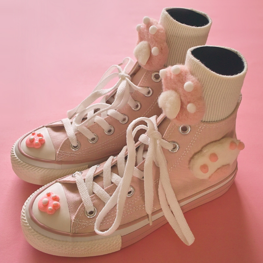 Cute pink cat paw canvas shoes yv42361