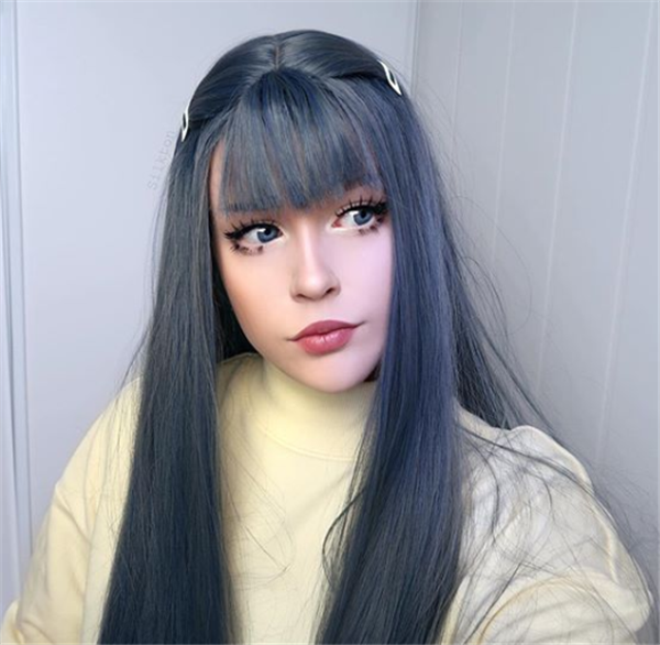 Review for Blue gray long straight fluffy wig YV40472 main image 1