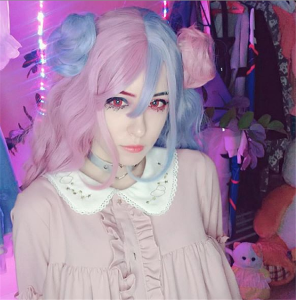 Lolita candy color long roll wig yv42342