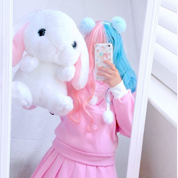 Review for Japanese lolita cute plush loppy eared rabbit backpack YV169