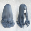 Blue gray long straight fluffy wig YV40472