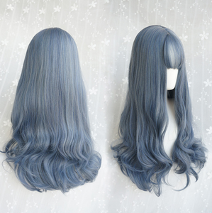 Review for Blue gray long straight fluffy wig YV40472