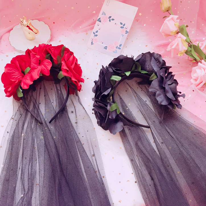 Lolita rose veil headband yv42627