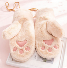 Cute cat paw plush gloves yv42709