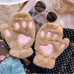 Cute cat paw plush gloves yv42735