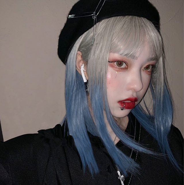 lolita blue gray gradient wig yv42736