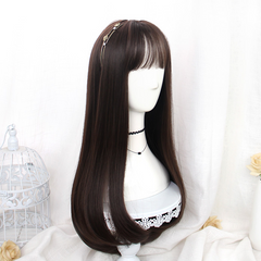 Cute kawaii natural realistic long straight wig YV42744