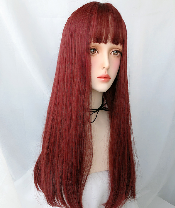 lolita red long curly wig yv42771
