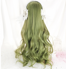 lolita green long curly wig yv42834
