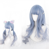 Harajuku blue gradient gray long curly wig YV43575