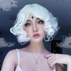 lolita white roll short wig yv42850