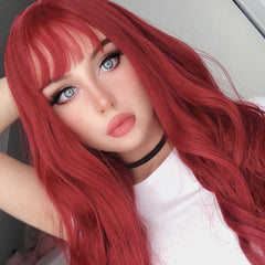 Review For Red Long Roll Wig Yv42355