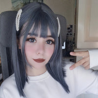 Review For Lolita Gray Blue Straight Wig YV42996