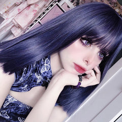 Blue-violet realistic natural wig YV42523