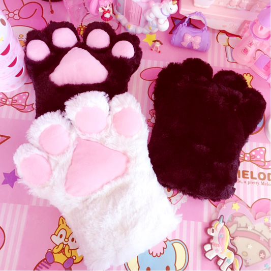 Plush cat's claw gloves YV43850