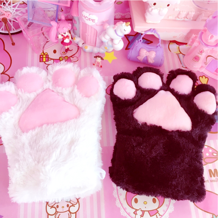 Plush cat's claw gloves YV43850