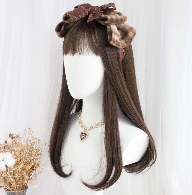 Cute brown bangs wig yv30192
