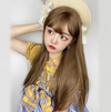 Linen brown long straight wig yv30194