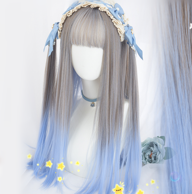 lolita gray blue gradient wig yv30237