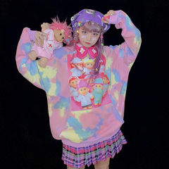 Harajuku tie-dye cartoon print hoodie yv30272
