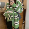 Striped V-neck sweater coat yv30283