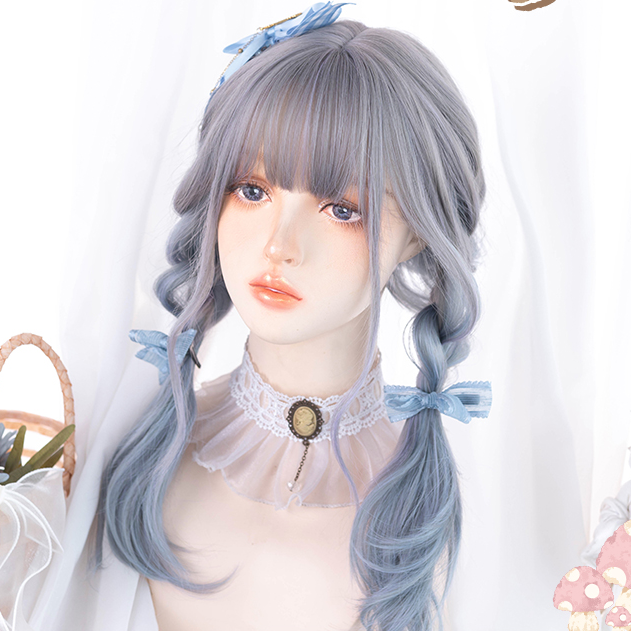 lolita blue gray gradient wig yv30326