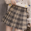 Woolen plaid pleated skirt yv30349