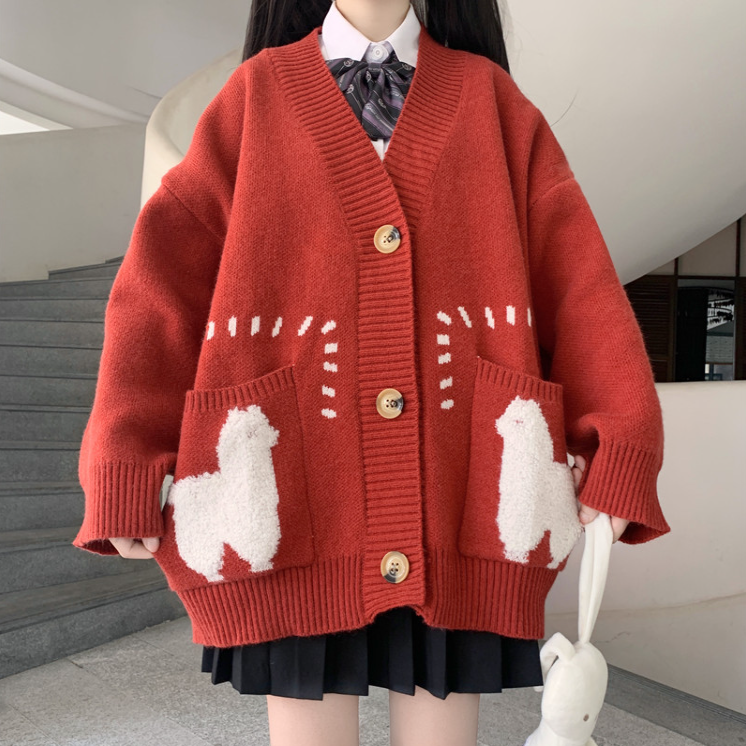Japanese cute sheep knitted jacket yv30364