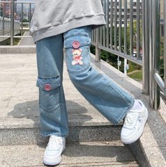Cute bear embroidery jeans yv30373