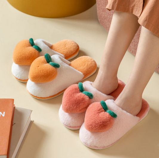 Cute peach plush slippers yv30430