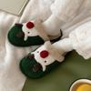 Cute Christmas Elk Plush Slippers yv30450