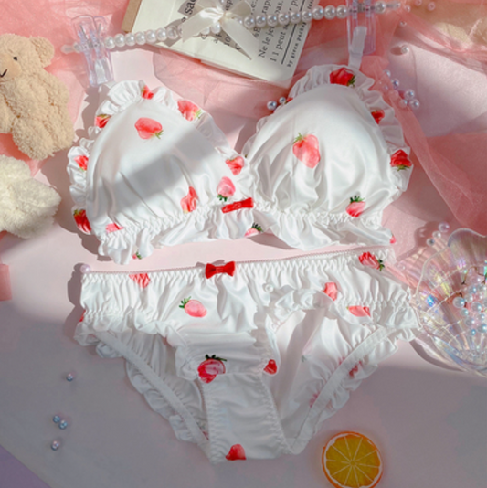 Cute strawberry lace underwear set yv30492