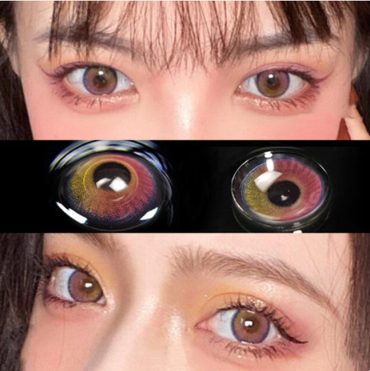 Pink Yellow Planet contact lenses (two pieces) yv30523