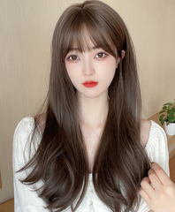 Brown long curly wig yv30580