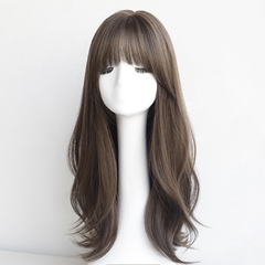Brown long curly wig yv30580