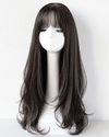 Natural black brown long curly wig yv30581