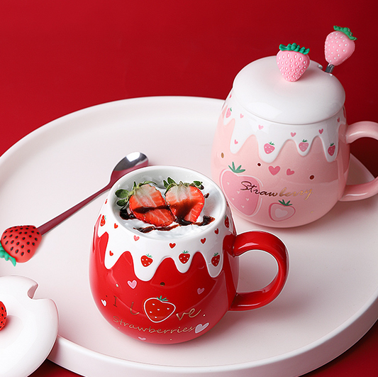Cute Strawberry Ceramic Cup yv30600